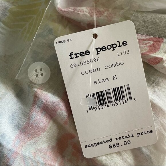 NWT Free People We The Free  Share Good Vibes Button Down, Sz Small - Picture 13 of 15